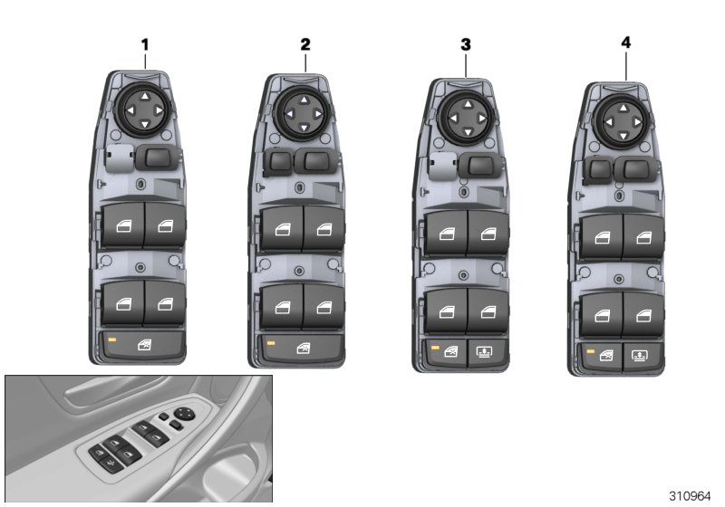 Switch, window lifter, driver's side