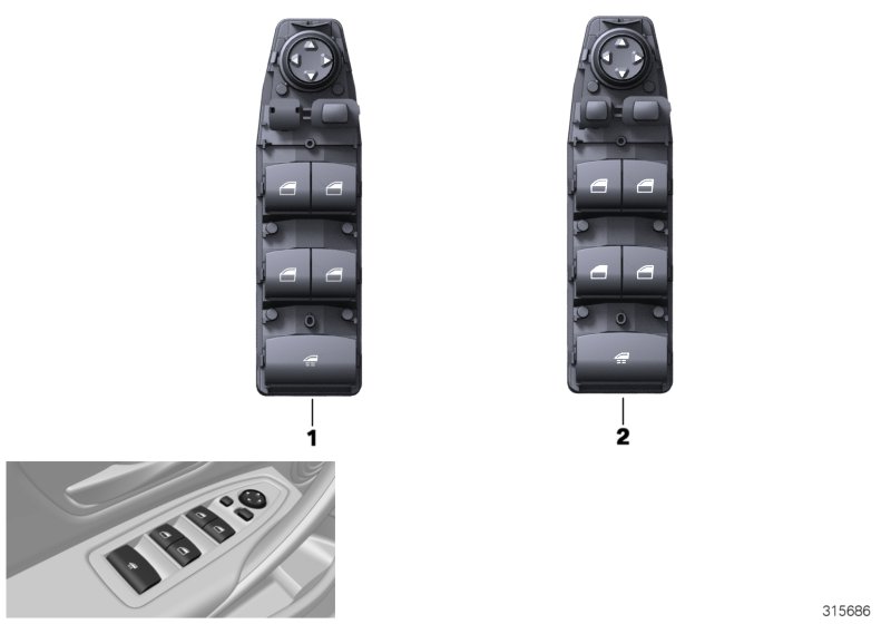 Switch, window lifter, driver's side