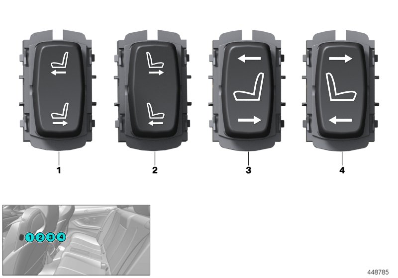 Switch, seat adjustment, rear entrance