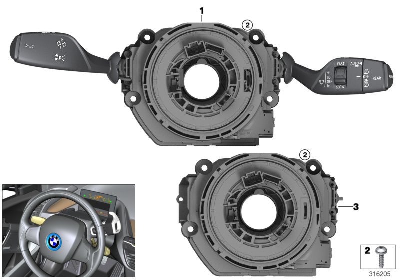 Switch cluster steering column