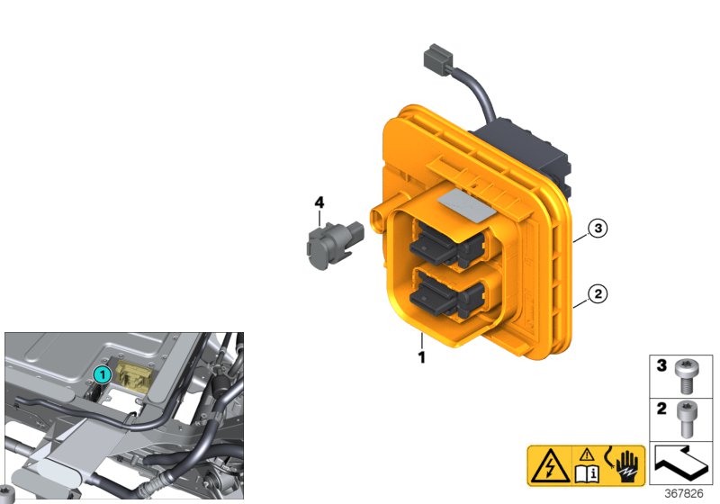High-voltage accumulator, connector