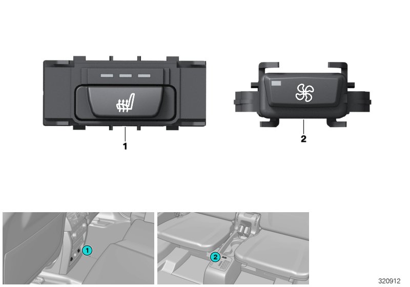 Switch, seat heating / blower,rear comp.