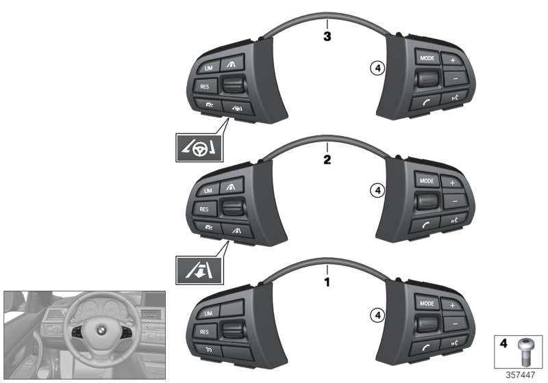 Switch, steering wheel, multif., sport