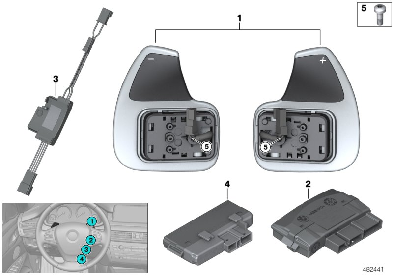 Steering wheel module and shift paddles