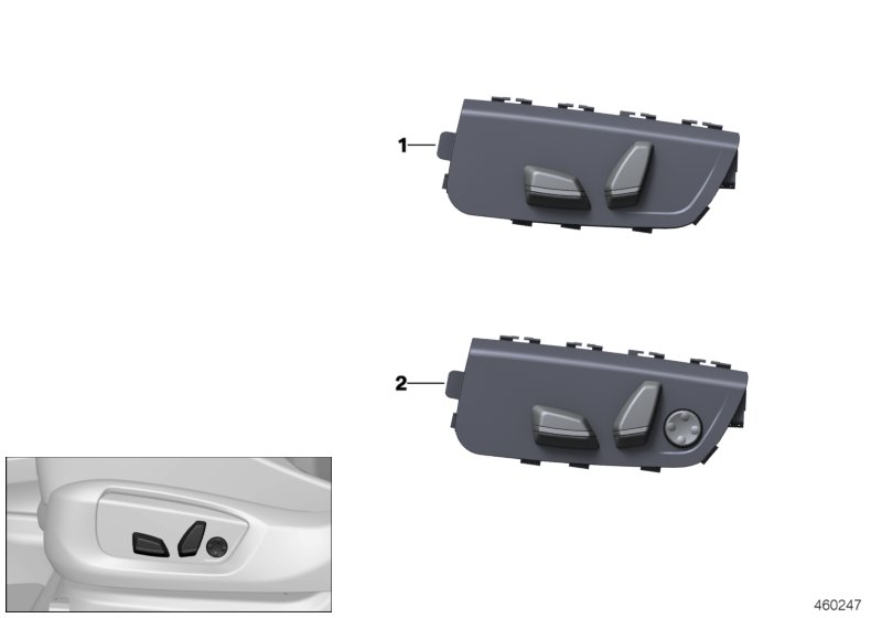 Seat adjustment switch, front passenger