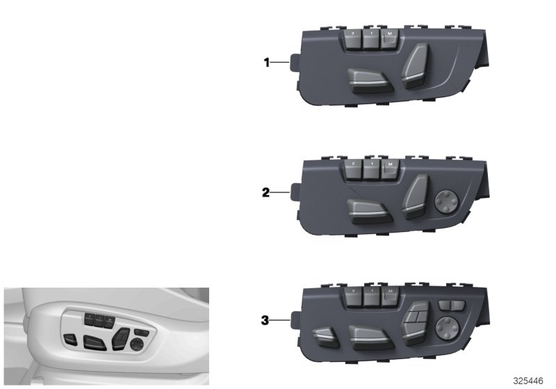 Seat adjustment switch, memory, driver