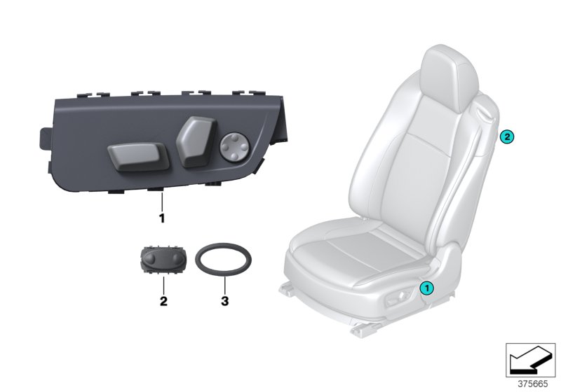 Seat adjustment switch, front