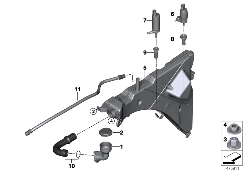 Reservoir,windscr./headlight washer sys.