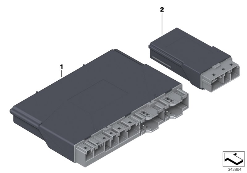 Control unit, seat module, front/rear