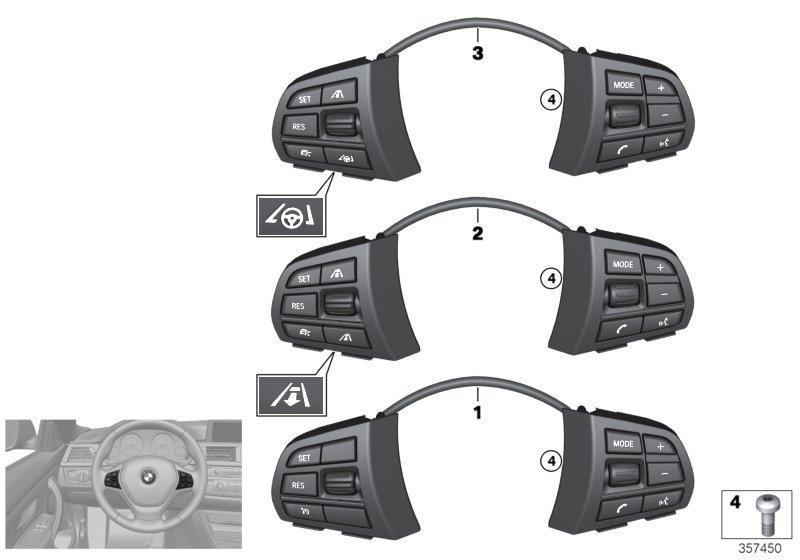 Switch, steering wheel, multif., sport