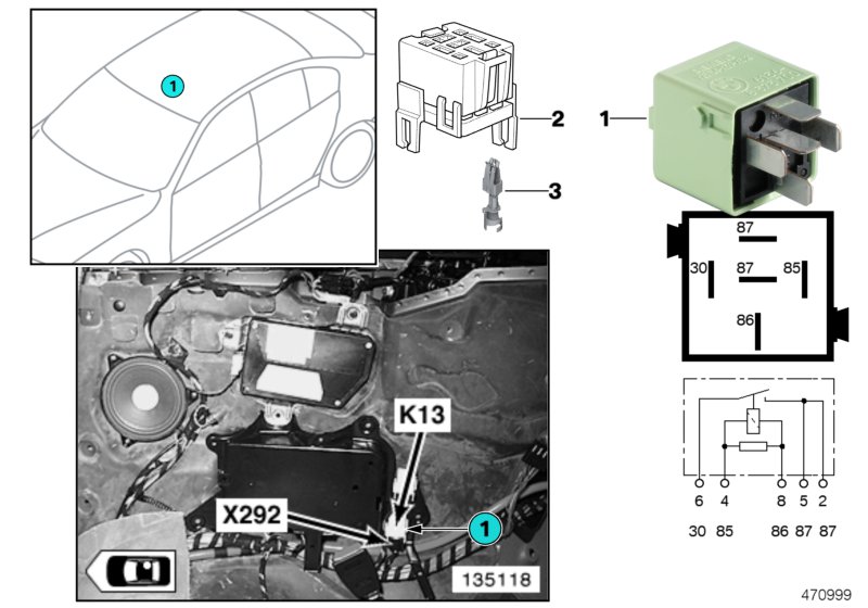 Relay, heated rear window K13