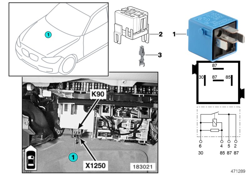 Relay, drive, rear window K90