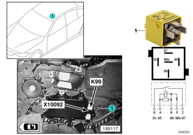 Relay, heated rear window, hardtop K99