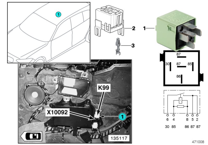 Relay, heated rear window, hardtop K99
