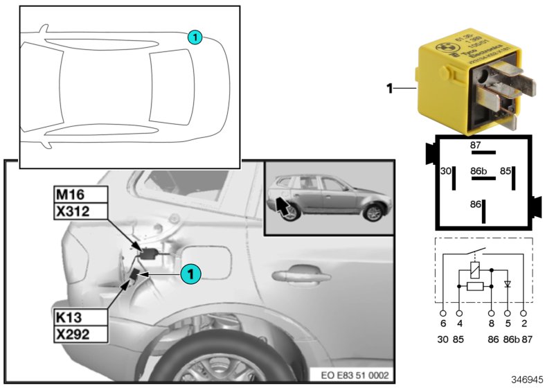 Relay, heated rear window K13