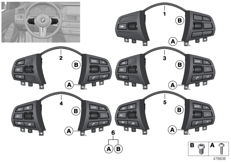 Switch, steering wheel, multif., basic