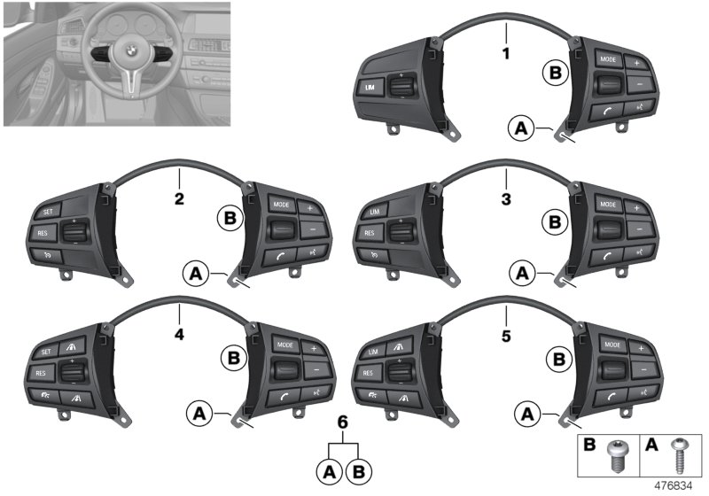 Switch, steering wheel, multif., sport
