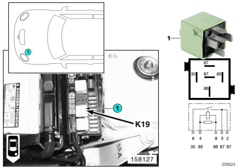 Relay, A/C compressor K19