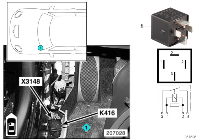 Relay, heated windscreen K416