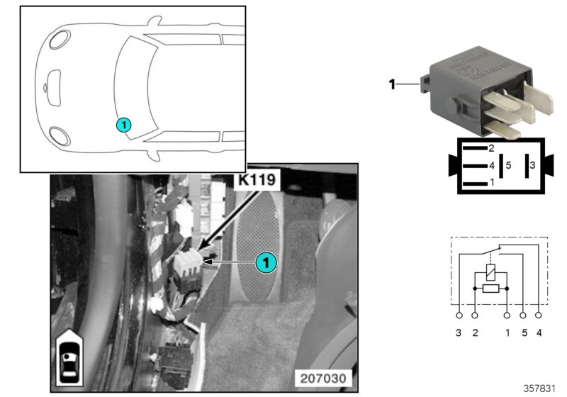 Relay, rear washer pump K119