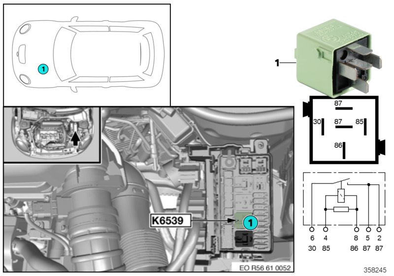 Relay, engine ventilation heating K6539