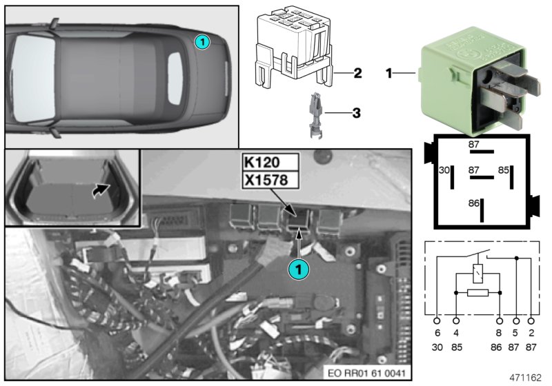 Relay, rear compartment blower K120