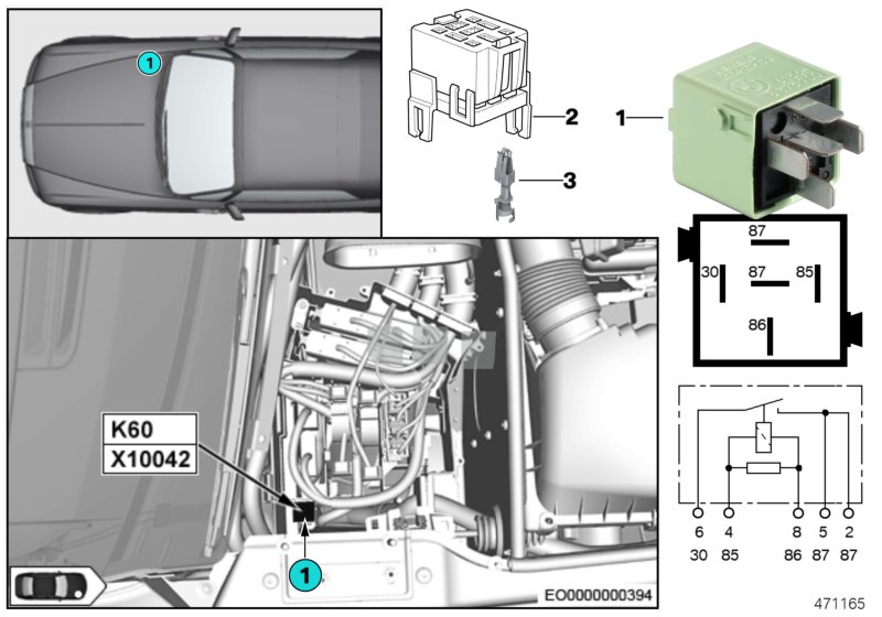 Relay, A/C compressor K60