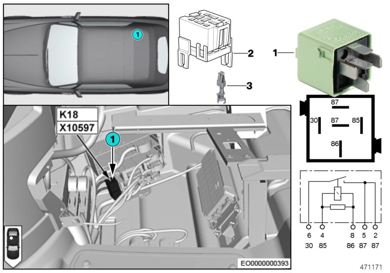 Relay, rollover sensor K18