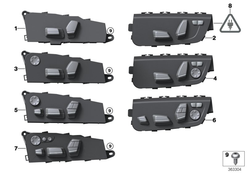 Seat adjustment switch, front