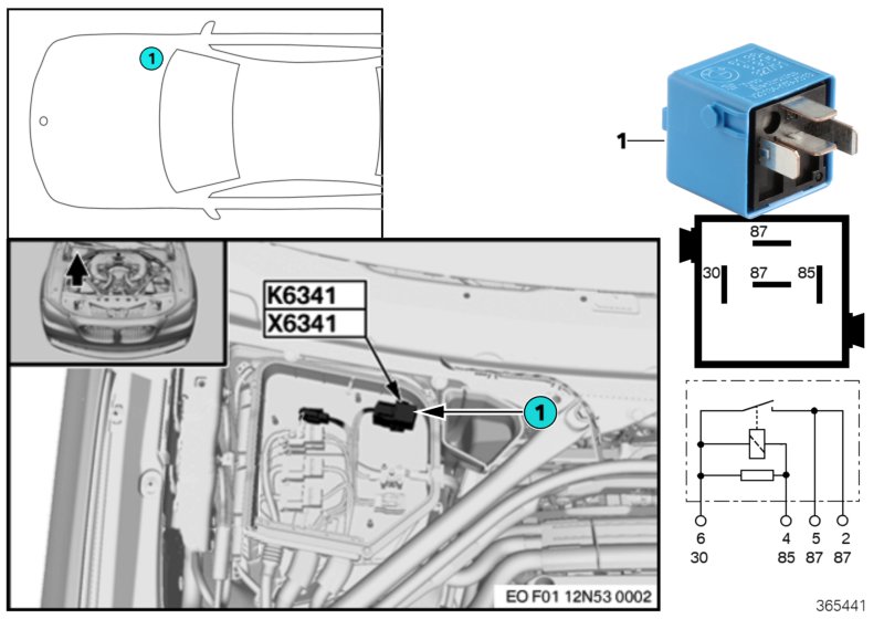 Relay, load removal, ign./inject. K6341