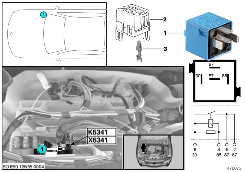 Relay, load removal, ign./inject. K6341