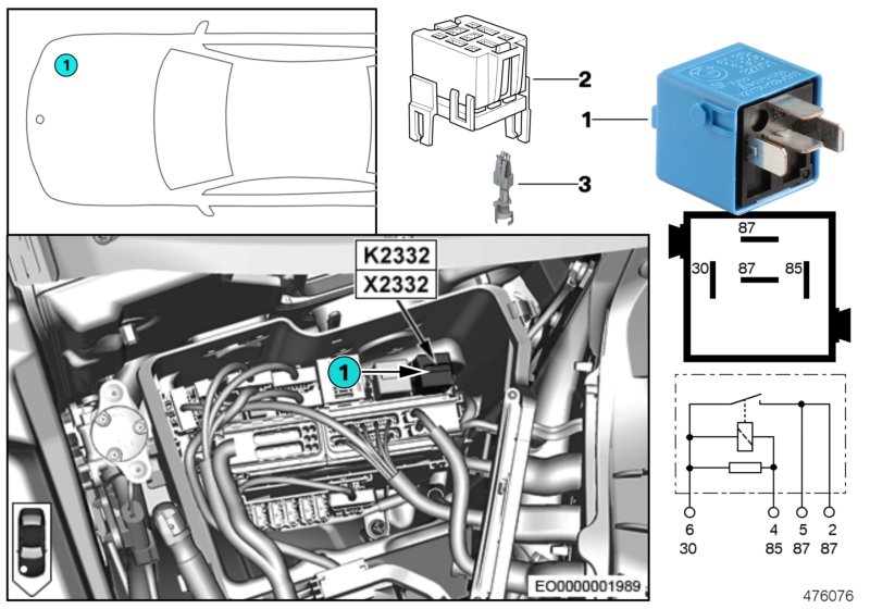 Relay, coolant pump K2332
