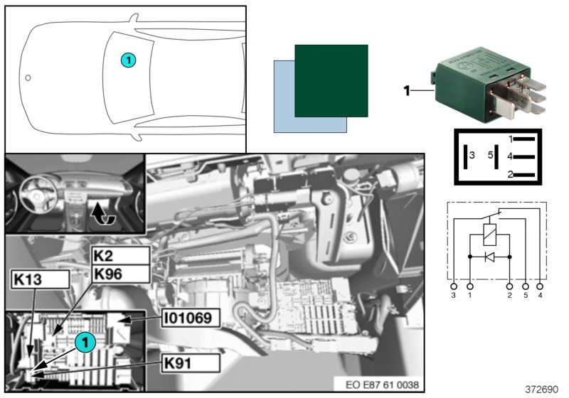 Relay, rear wiper K91
