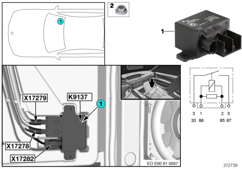 Relay, electric fan K9137
