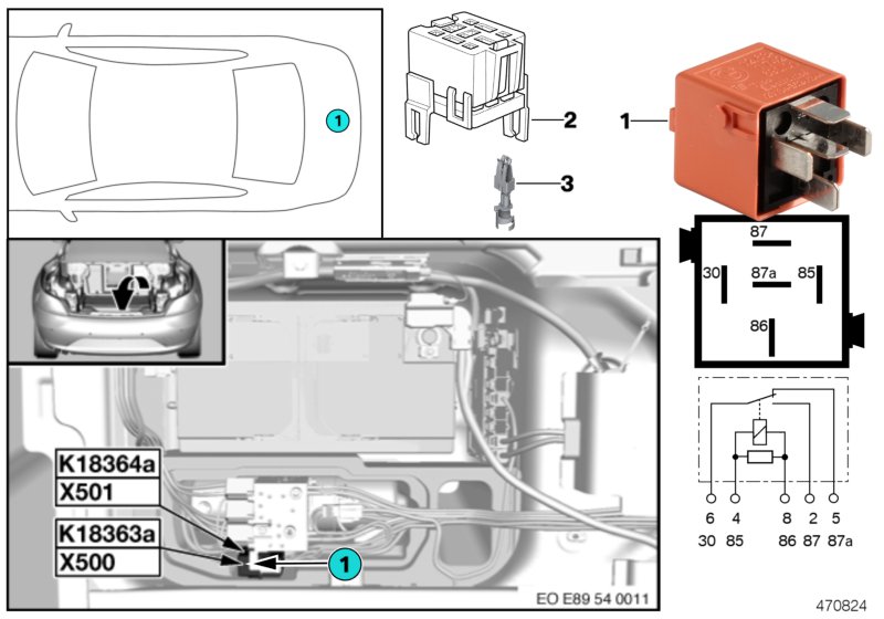 Relay, hardtop drive 1 K18363a
