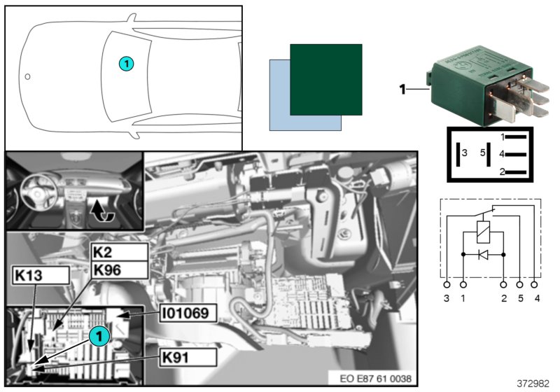 Relay, rear wiper K91