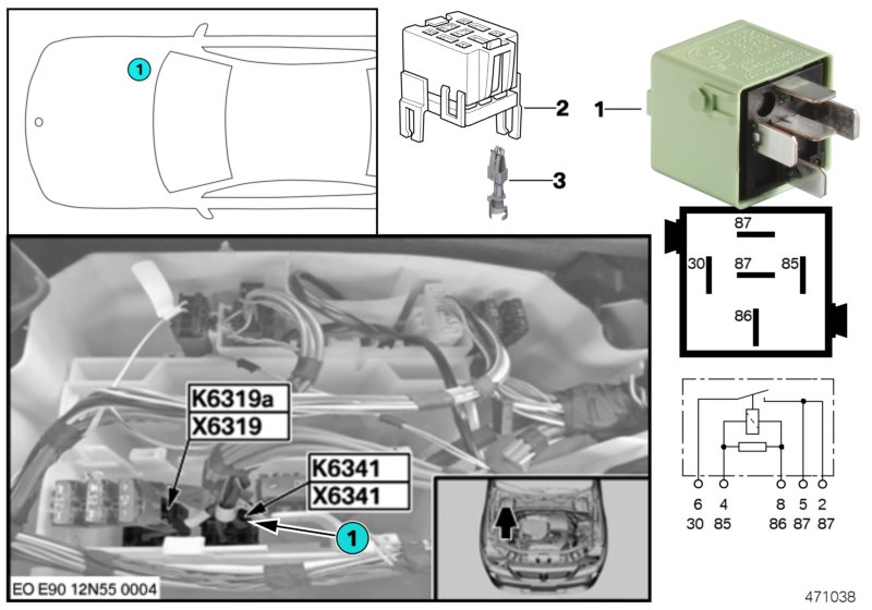 Relay, load removal, ign./inject. K6341