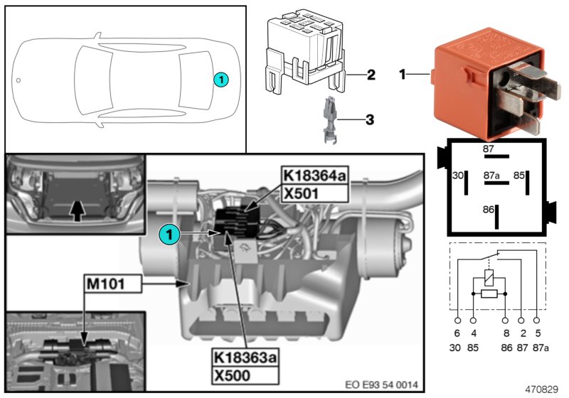 Relay, hardtop drive 1 K18363a