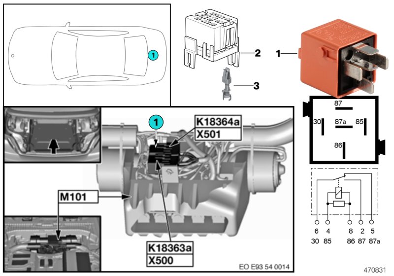 Relay, hardtop drive 2 K18364a