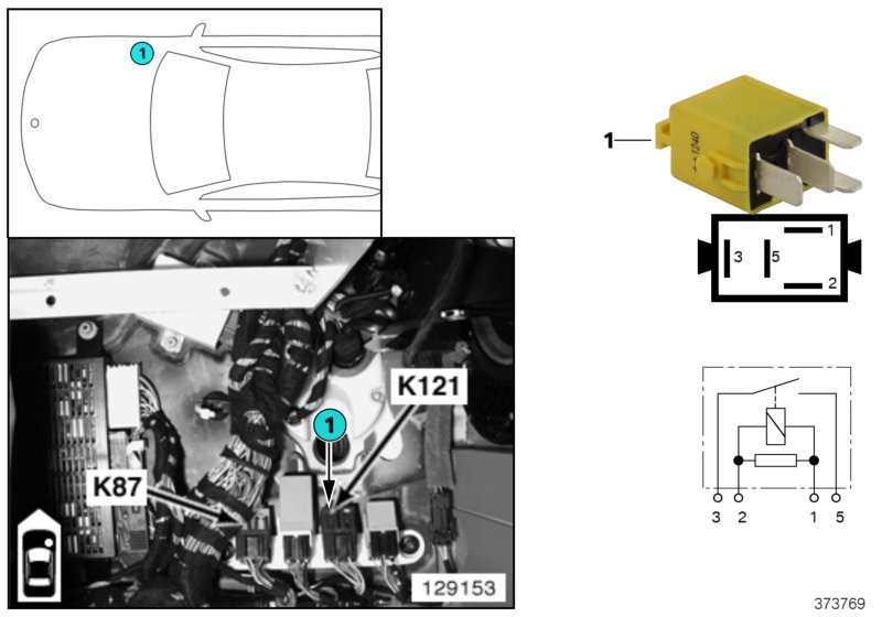 Relay, centr.lckg. fuel filler flap K121