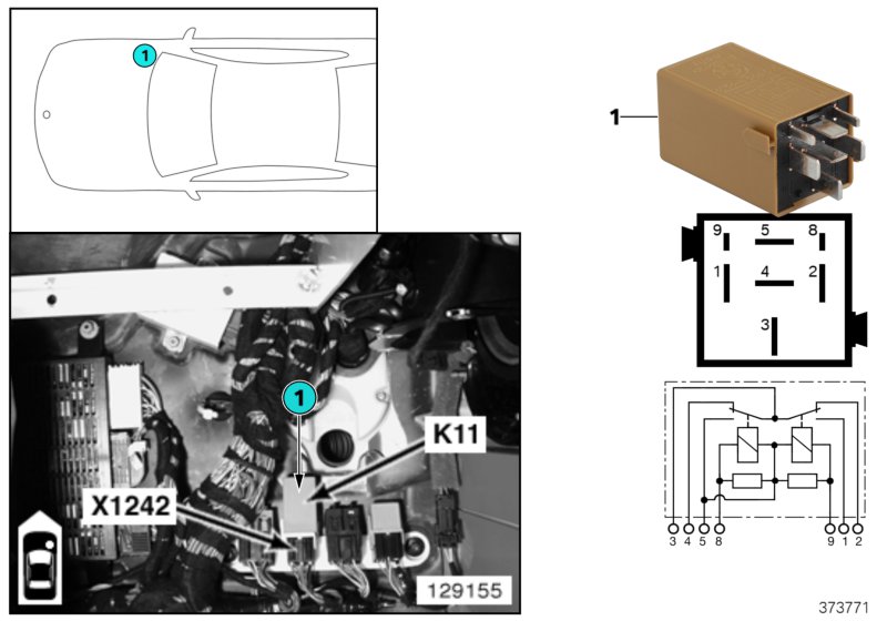 Relay, windscreen wipers K11
