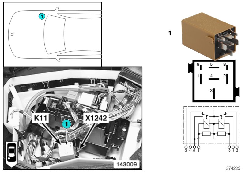 Relay, windscreen wipers K11