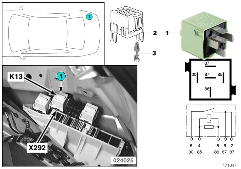 Relay, heated rear window K13