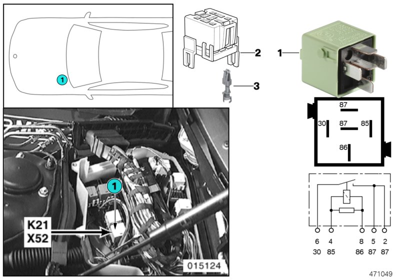 Relay, auxiliary fan stage 1 K21