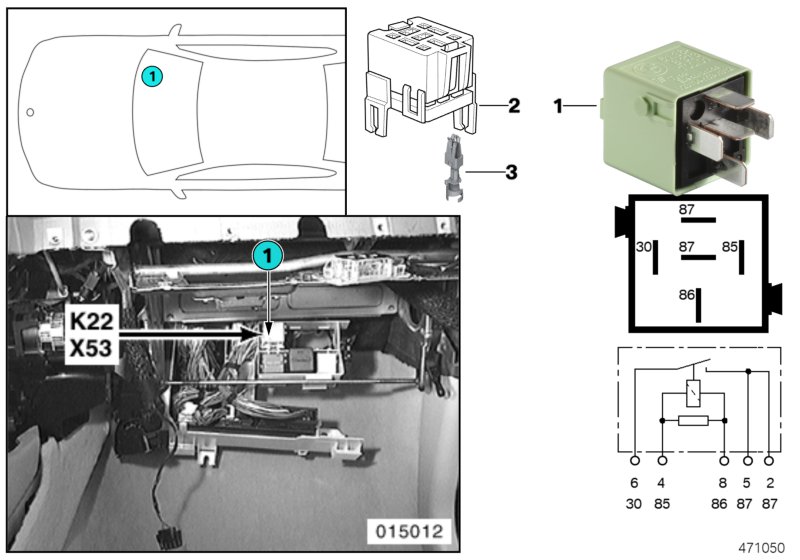 Relay, auxiliary fan stage 2 K22