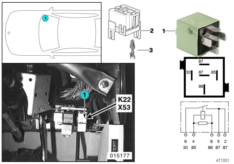 Relay, auxiliary fan stage 2 K22