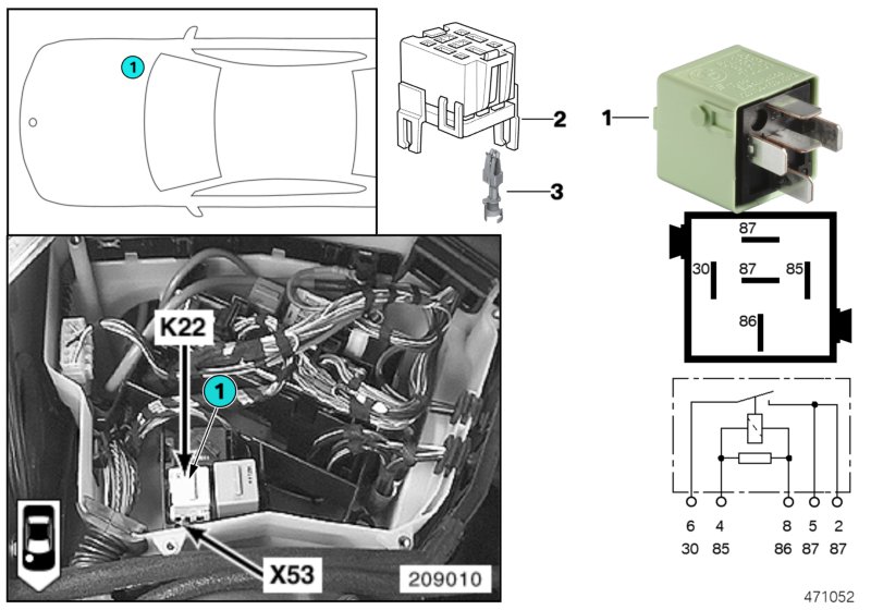 Relay, auxiliary fan stage 2 K22