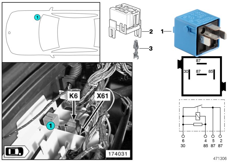 Relay, headlight cleaning system K6