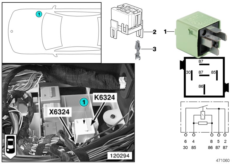 Relay, starter motor K6324