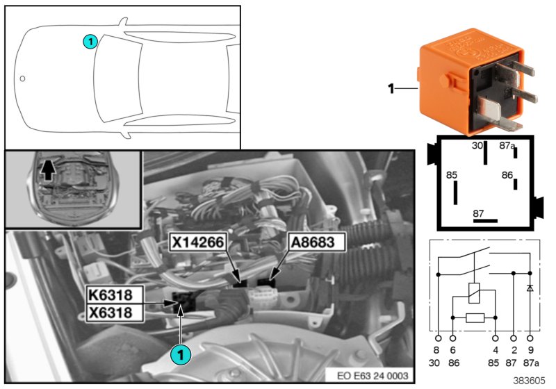 Relay, hydraulic pump, SMG K6318